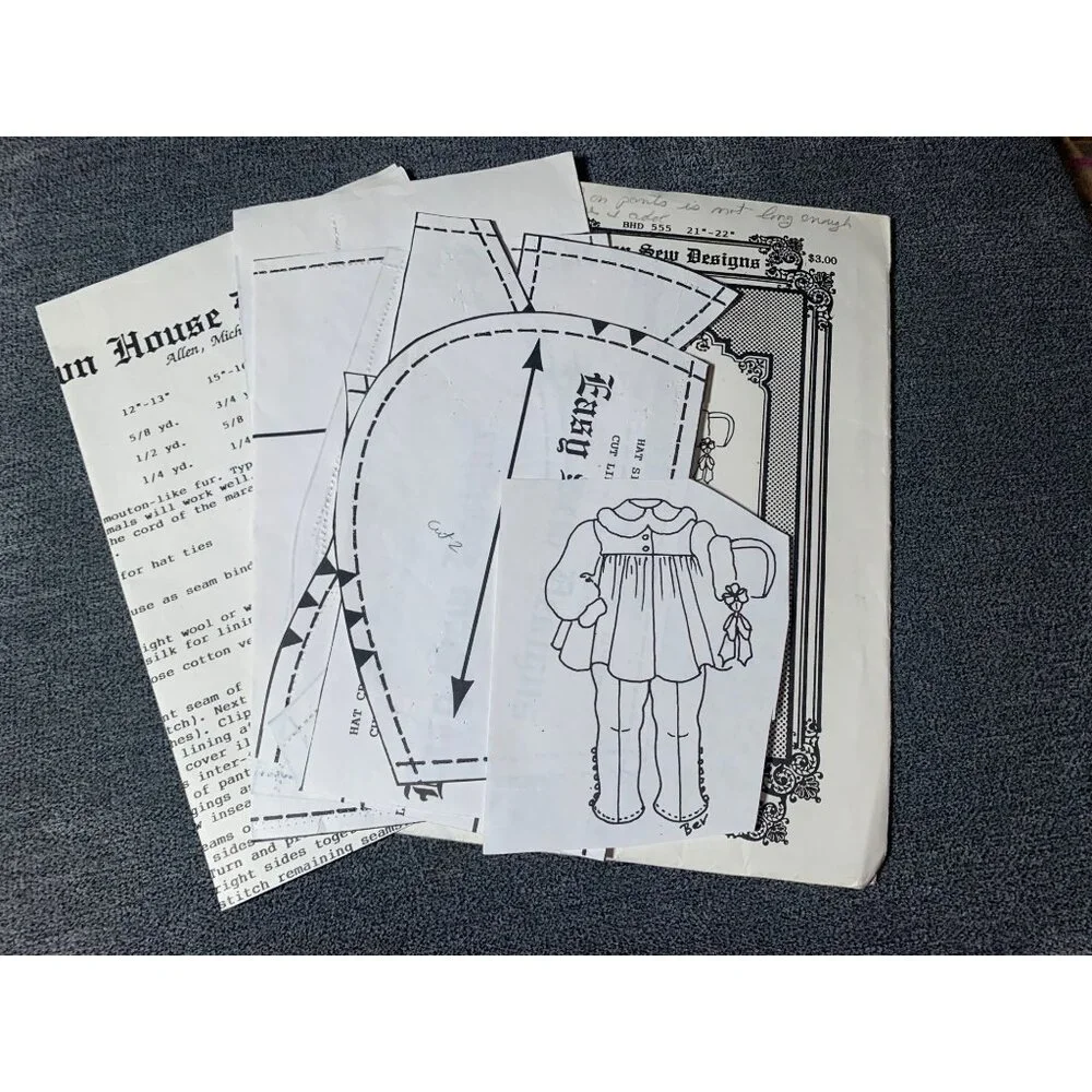 Easy Sew Designs Doll Clothing Pattern BHD 555 21